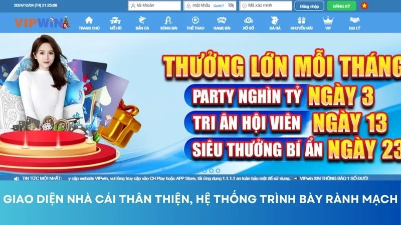 Giao diện nhà cái thân thiện, hệ thống trình bày rành mạch.