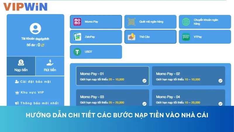 Hướng dẫn chi tiết các bước nạp tiền vào nhà cái