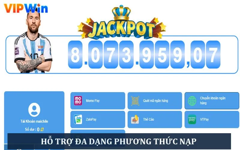Hỗ trợ đa dạng các hình thức nạp cho anh em chọn lựa